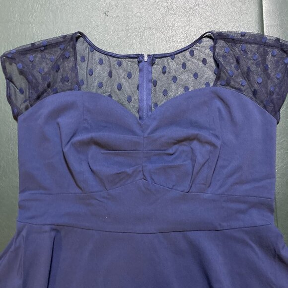 Torrid NWT Navy Blue Mesh Dot Inset Swing Dress Size 18 Sweetheart Retro Pin Up - Picture 4 of 13